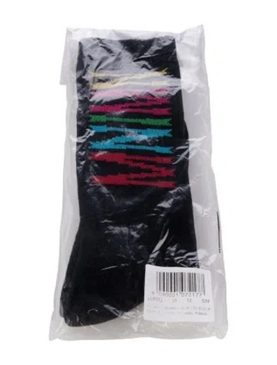 Pre-owned Marcelo Burlon - County Of Milan Mens Long Socks W/tags In Black