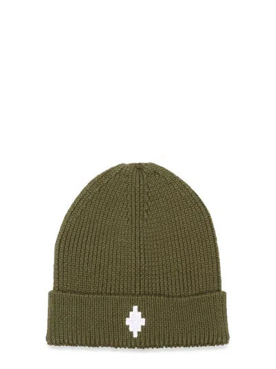 Marcelo Burlon County Of Milan Mini Logo Cross Beanie For Boys In Green