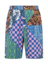Marcelo Burlon County Of Milan Men's Mix & Match Bermuda Shorts In Blue Multi