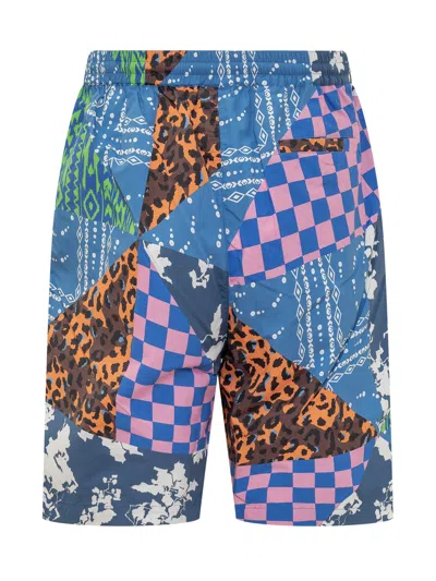 Marcelo Burlon County Of Milan Mix & Match Mini Shorts In Blue Multi