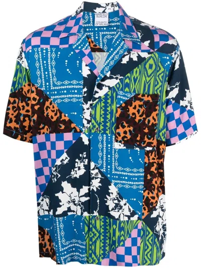 Marcelo Burlon County Of Milan Hawaii Mix & Match Shirt In Blue