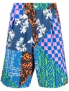 Marcelo Burlon County Of Milan Multi-panel Knee-length Shorts In Blue