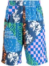 Marcelo Burlon County Of Milan Multi-panel Knee-length Shorts In Blue