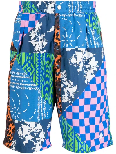 Marcelo Burlon County Of Milan Multi-panel Knee-length Shorts In Blue
