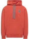 Marcelo Burlon County Of Milan Cotton Optical Cross Hoodie With Patch Pocket In Orange