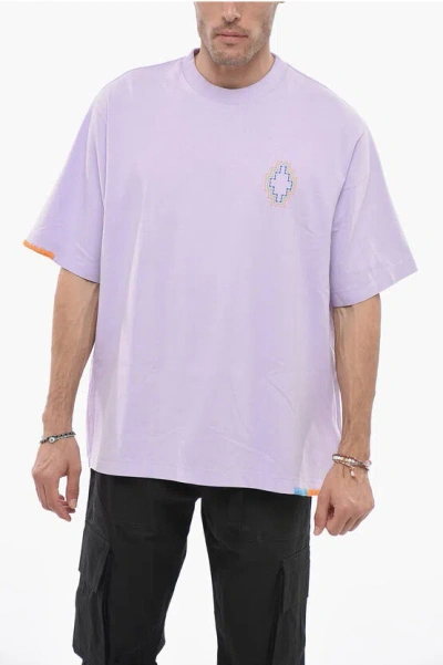 MARCELO BURLON COUNTY OF MILAN OVERSIZED STITCH T-SHIRT WITH MULTICOLORED EMBROIDERY