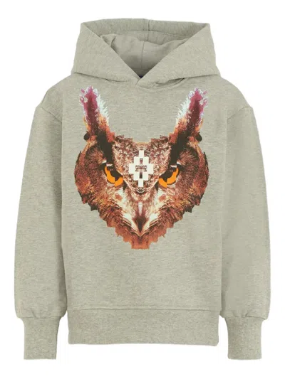 Marcelo Burlon County Of Milan Kids' Owl-print Hooded Sweater In Gray