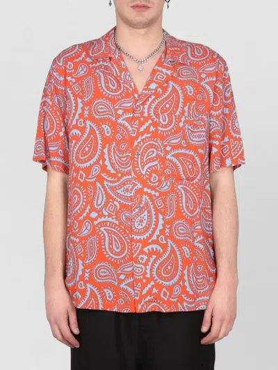 Marcelo Burlon County Of Milan Paisley Bowling Collar Short Sleeve Shirt In Pink