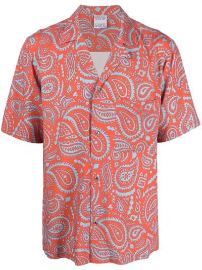 Marcelo Burlon County Of Milan Marcelo Burlon Paisley Hawaii Shirt In Orange