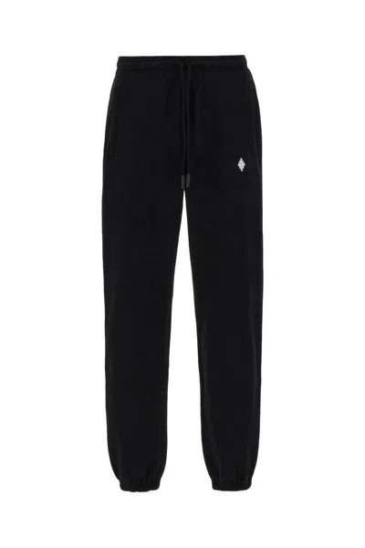 Marcelo Burlon County Of Milan Black Cotton Joggers In Multicolor