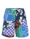Marcelo Burlon County Of Milan Marcelo Burlon Mix&match Patchwork Swim Shorts In Blue