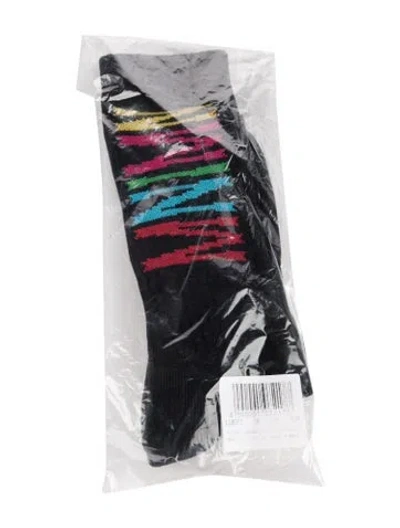 Pre-owned Marcelo Burlon - County Of Milan Pattern Print Socks W/tags In Black
