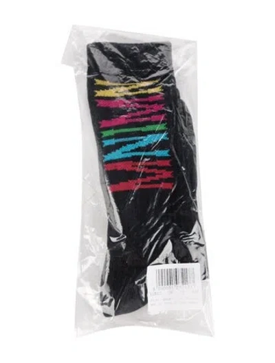 Pre-owned Marcelo Burlon - County Of Milan Pattern Print Socks  W/tags In Black