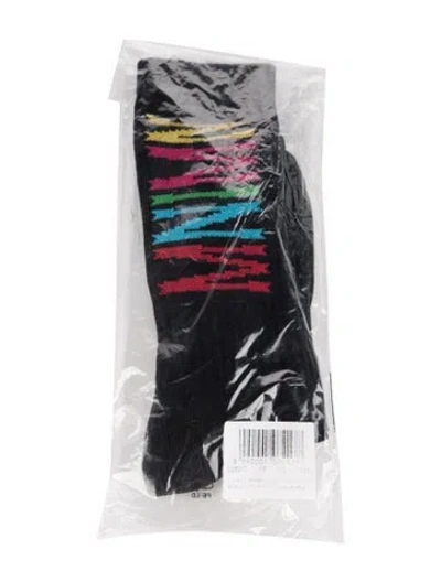 Pre-owned Marcelo Burlon - County Of Milan Pattern Print Socks W/tags In Black