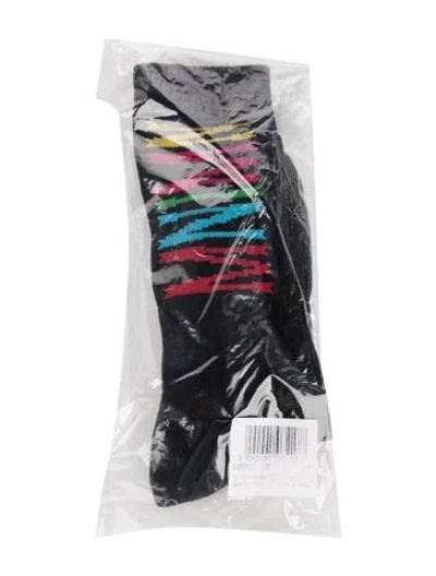 Pre-owned Marcelo Burlon - County Of Milan Pattern Print Socks W/tags In Black