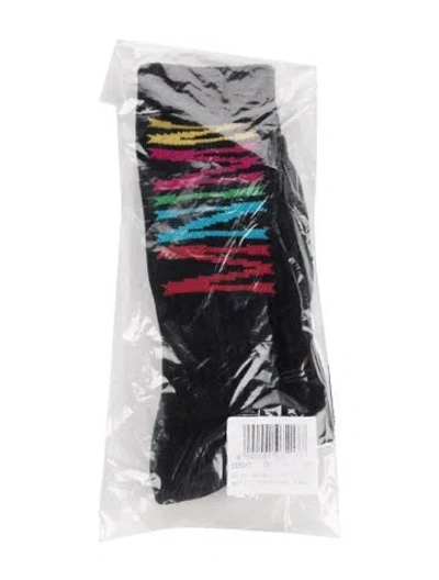 Pre-owned Marcelo Burlon - County Of Milan Pattern Print Socks W/tags In Black