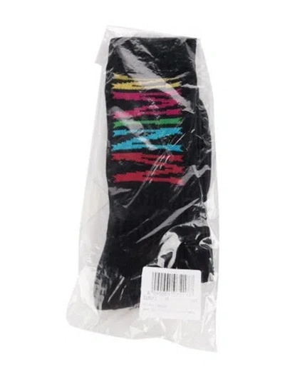 Pre-owned Marcelo Burlon - County Of Milan Pattern Print Socks W/tags In Black