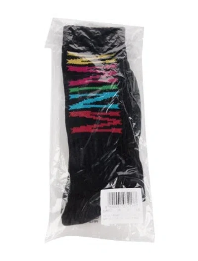 Pre-owned Marcelo Burlon - County Of Milan Pattern Print Socks W/tags In Black