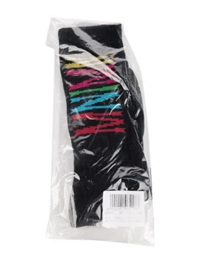 Pre-owned Marcelo Burlon - County Of Milan Pattern Print Socks W/tags In Black