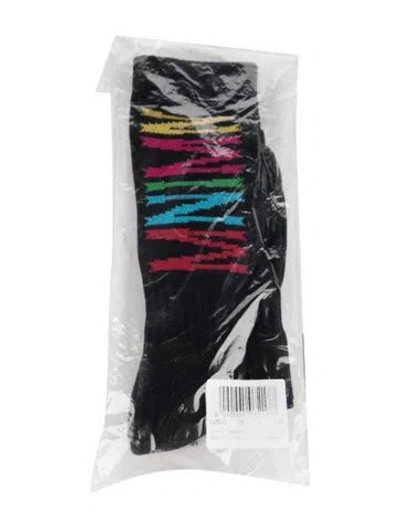 Pre-owned Marcelo Burlon - County Of Milan Patterned Mid-calf Socks W/tags In Black