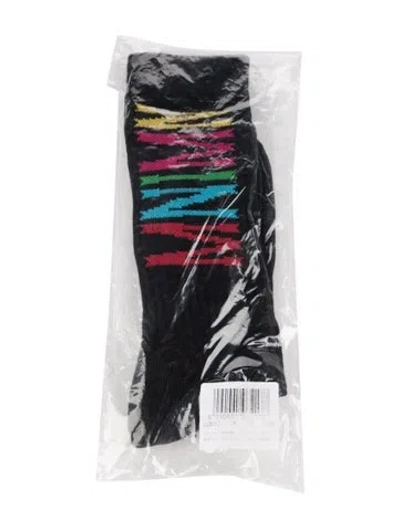 Pre-owned Marcelo Burlon - County Of Milan Patterned Mid-calf Socks W/tags In Black