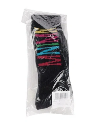 Pre-owned Marcelo Burlon - County Of Milan Patterned Mid-calf Socks W/tags In Black
