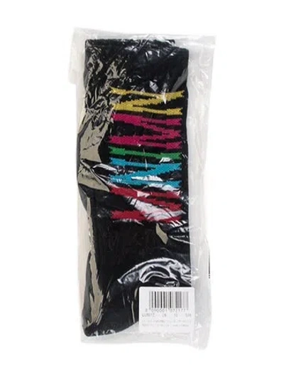 Pre-owned Marcelo Burlon - County Of Milan Patterned Quarter Sock W/tags In Black