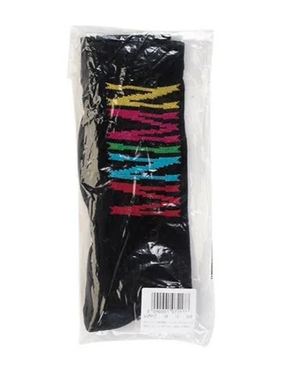 Pre-owned Marcelo Burlon - County Of Milan Patterned Quarter Socks W/tags In Black