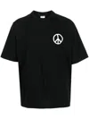 Marcelo Burlon County Of Milan Peace Print Cotton Jersey T-shirt In Black,white