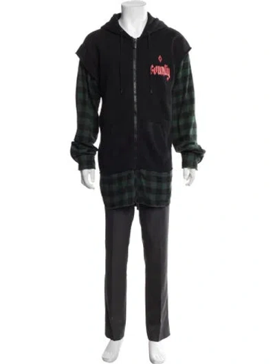 Pre-owned Marcelo Burlon County Of Milan Plaid Print Crew Neck Hoodie In Black