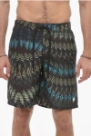 MARCELO BURLON COUNTY OF MILAN PRINTED FEATHERS SWIMSHORTS WITH DRAWSTRING