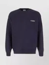 Marcelo Burlon County Of Milan Ribbed Crew-neck Cotton Blend Sweater With Cross Embroidery In Blue