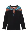 Marcelo Burlon County Of Milan Kids Black Travel Wings Long Sleeve T-shirt In Black