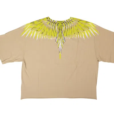 Marcelo Burlon County Of Milan Sharp Wings Oversized Tee - Beige/lime