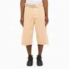 Marcelo Burlon County Of Milan Short Camel Cotton Trousers In Cammello Marrone