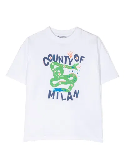 Marcelo Burlon County Of Milan Kids' Snake-print Short-sleeved T-shirt In White