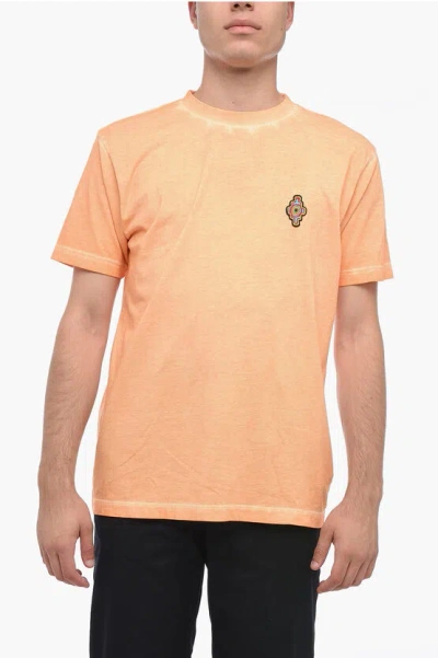 Marcelo Burlon County Of Milan Sunset Cross T-shirt With Logo Patch In Neutrals