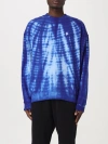 Marcelo Burlon County Of Milan Oversize Tie-dye Cotton Sweatshirt Embroidery In Blue