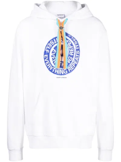 Marcelo Burlon County Of Milan Swirl-print Cotton Hoodie In White