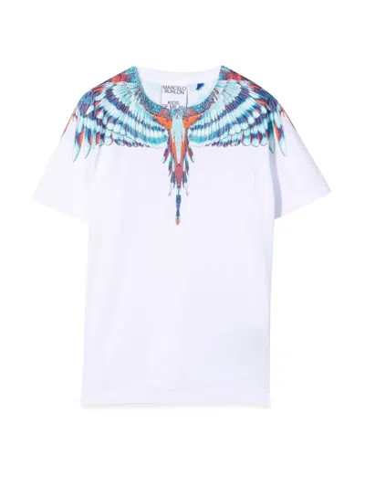 Marcelo Burlon County Of Milan Kids' T-shirt Con Stampa Ali In White