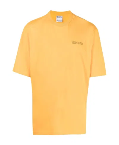MARCELO BURLON COUNTY OF MILAN TEMPERA CROSS OVER T-SHIRT OCHER YELLOW