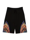 Marcelo Burlon County Of Milan Marcelo Burlon Kids Boys Black Cotton Shorts With Tempera Wings Print In Black