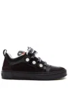 Marcelo Burlon County Of Milan Leather Ticinella Low Top Sneakers With Maxi Strings In Black