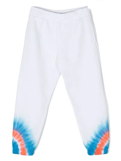 Marcelo Burlon County Of Milan Kids' Tie-dye Cotton Trousers In White