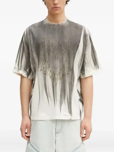Marcelo Burlon County Of Milan Tie-dye Flame-print T-shirt In Gold