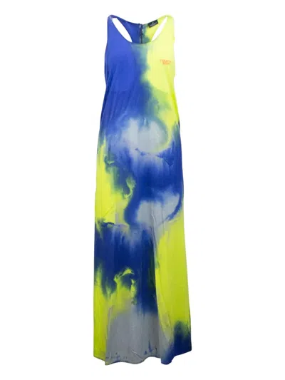 Marcelo Burlon County Of Milan Tie-dye Racer-back Dress In Blue