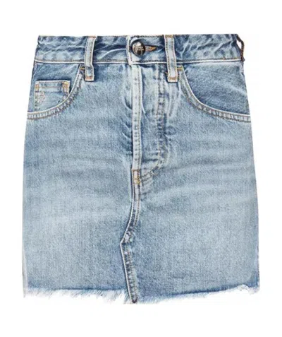 Marcelo Burlon County Of Milan Vintage Denim Skirt In Gray