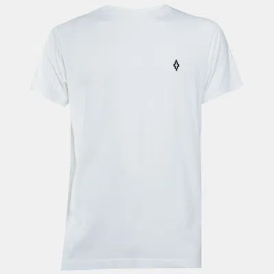 Pre-owned Marcelo Burlon County Of Milan White Cotton Logo Embroidered Crew Neck T-shirt S