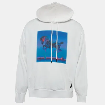 Pre-owned Marcelo Burlon County Of Milan White Printed Cotton Knit Hooded Sweatshirt S