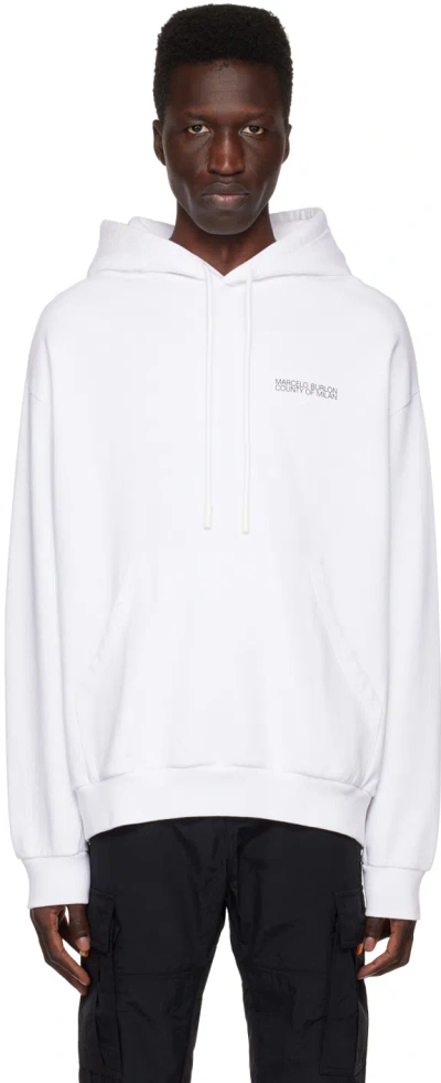 Marcelo Burlon County Of Milan White Tempera Over Cross Hoodie In White Black